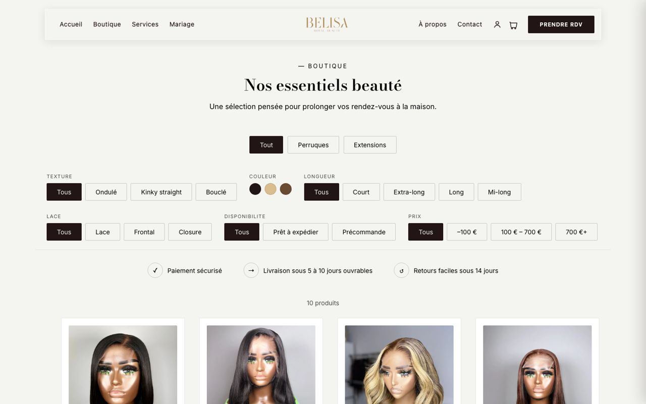 Belisa Royal Beauty : Boutique, version ordinateur