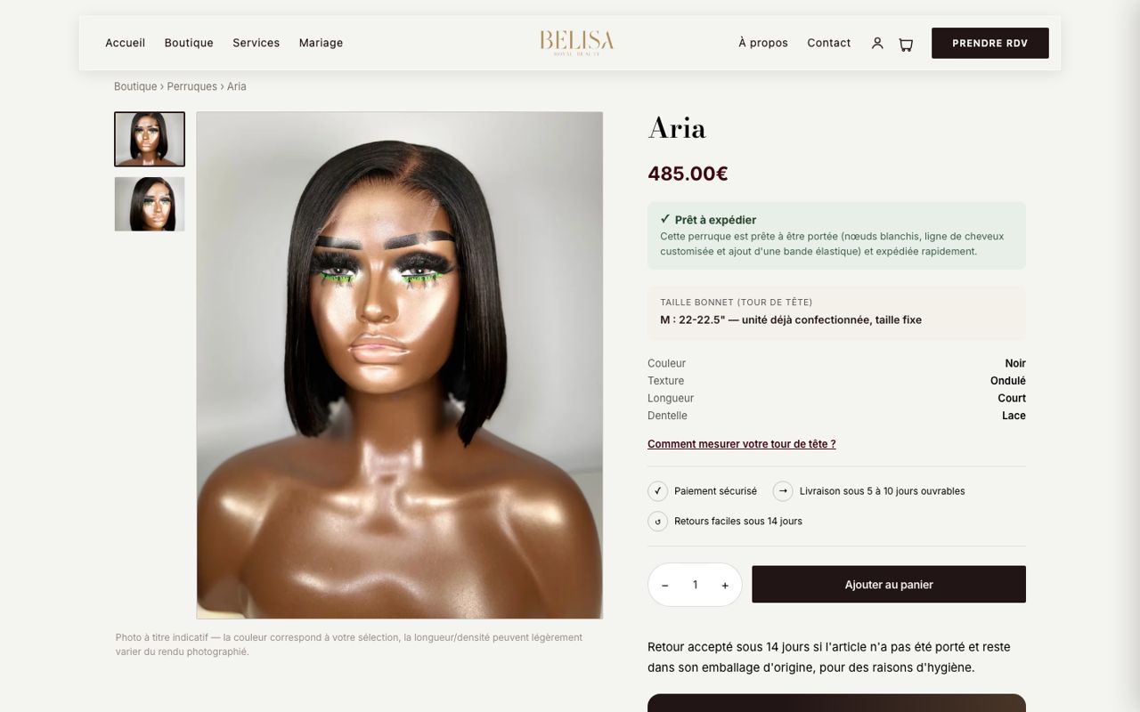 Belisa Royal Beauty : Fiche produit, version ordinateur