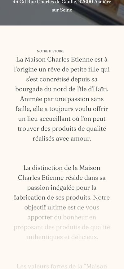 Maison Charles Étienne : Notre histoire, version mobile