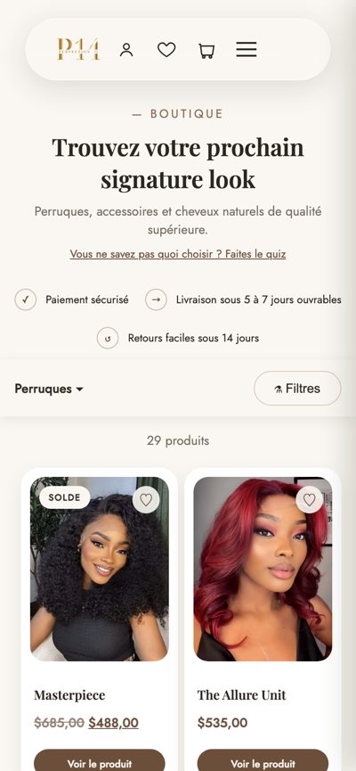 Perfection 14 : Boutique, version mobile