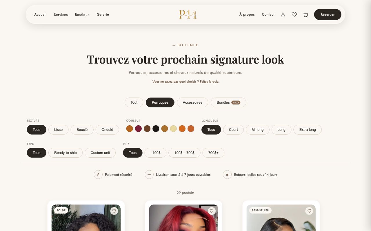 Perfection 14 : Boutique, version ordinateur