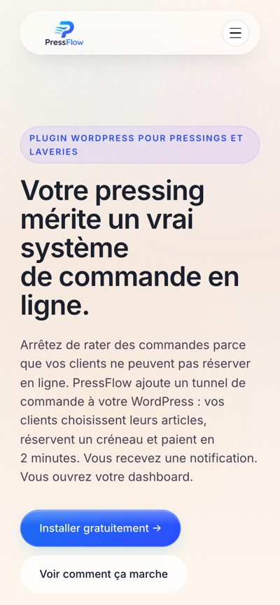 Pressflow : Accueil, version mobile