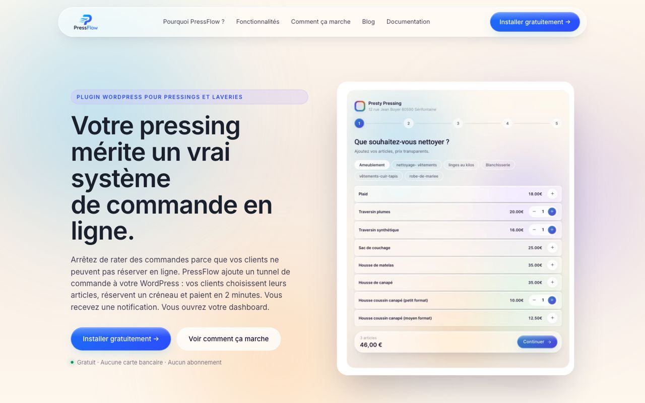 Pressflow : Accueil, version ordinateur