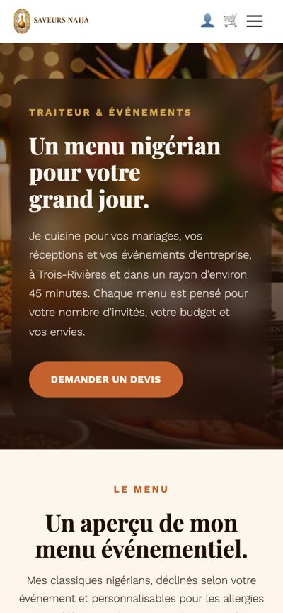 Saveurs Naija : Traiteur, version mobile