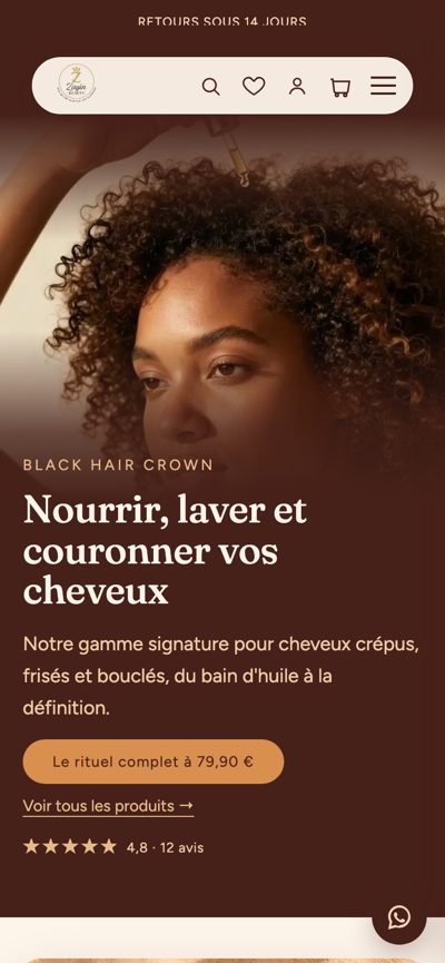 Zayin Beauty : Collection cheveux, version mobile