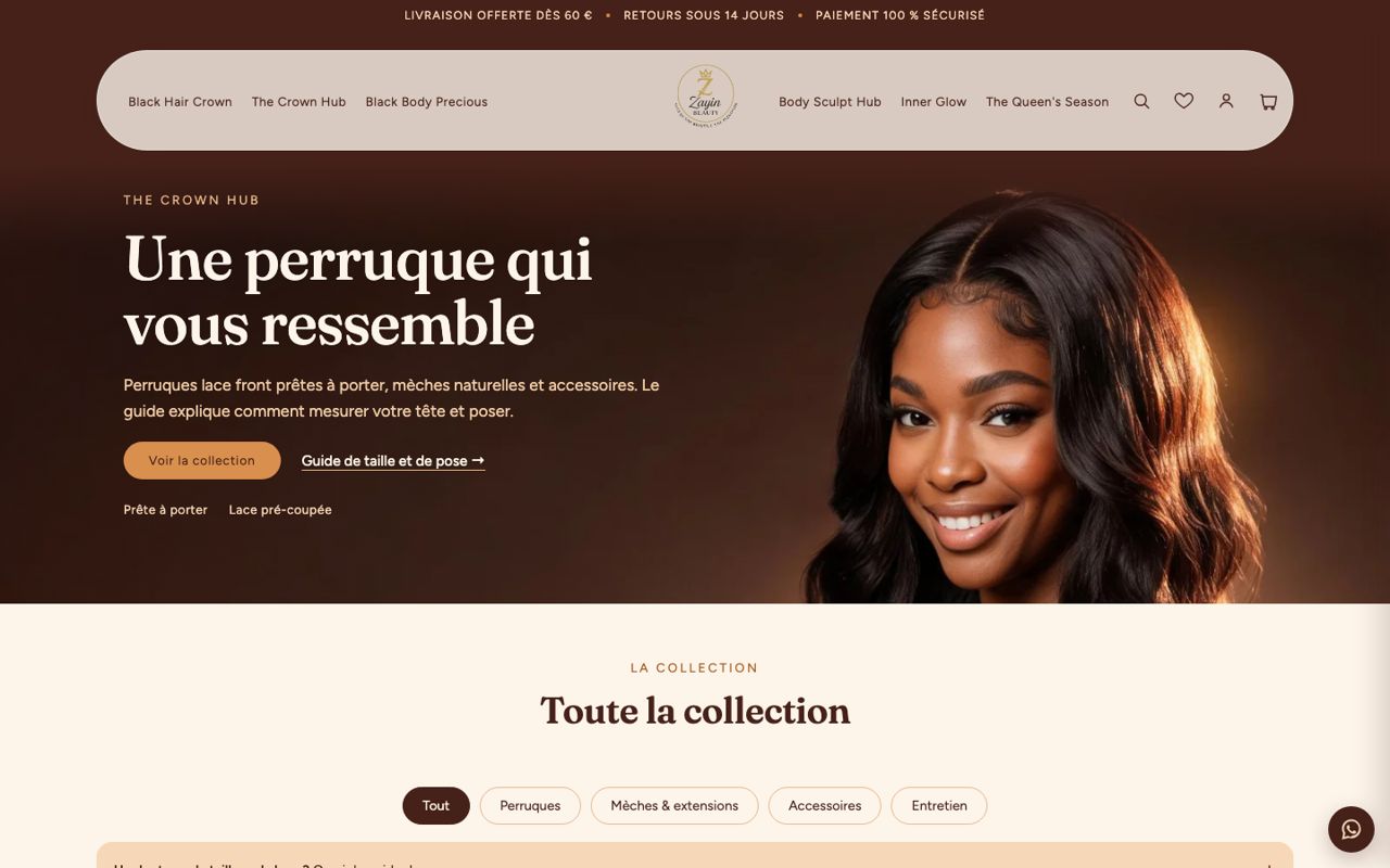 Zayin Beauty : Collection perruques, version ordinateur