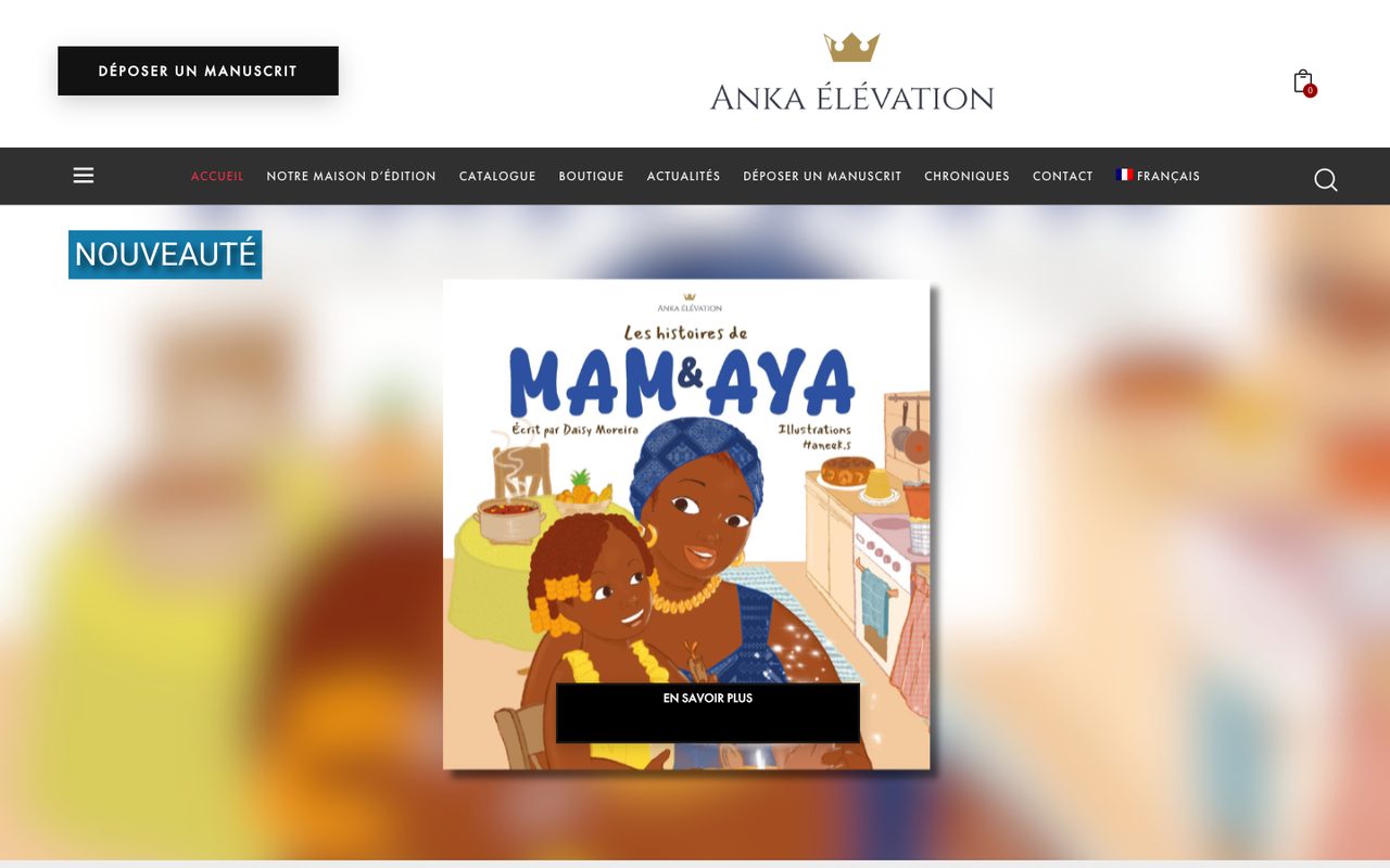Anka Élévation : Accueil, ancien site, version ordinateur