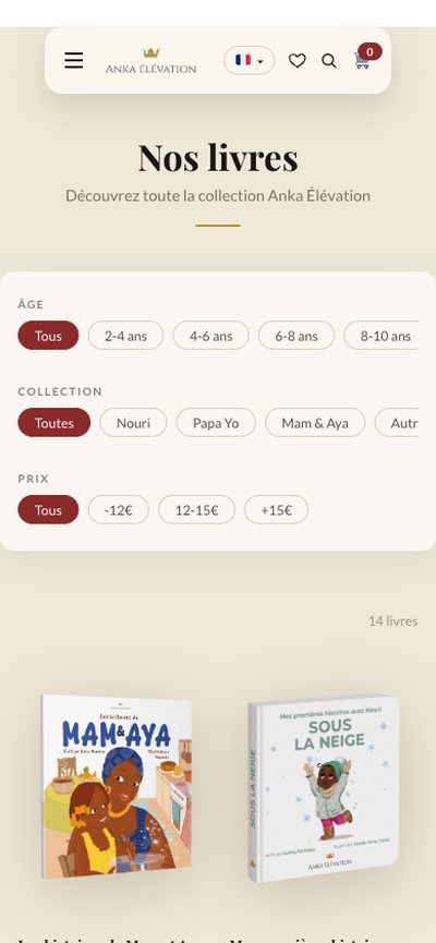 Anka Élévation : Catalogue, version mobile