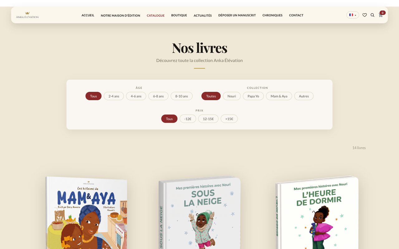 Anka Élévation : Catalogue, version ordinateur