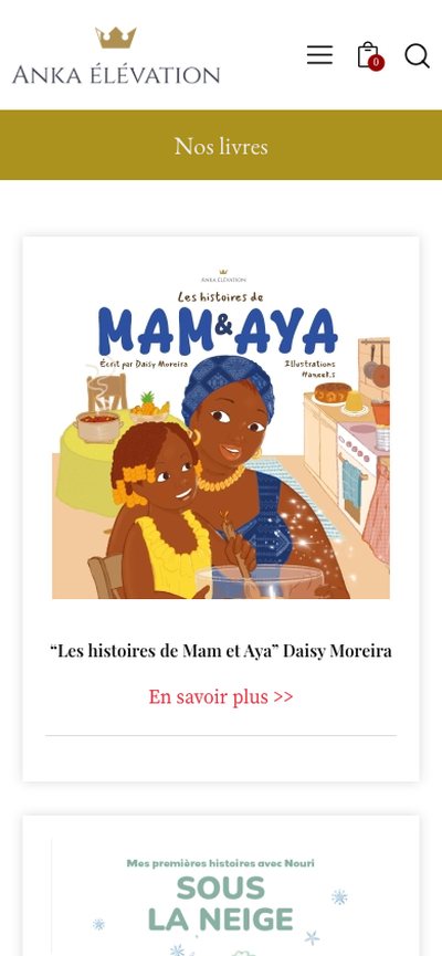 Anka Élévation : Catalogue, ancien site, version mobile