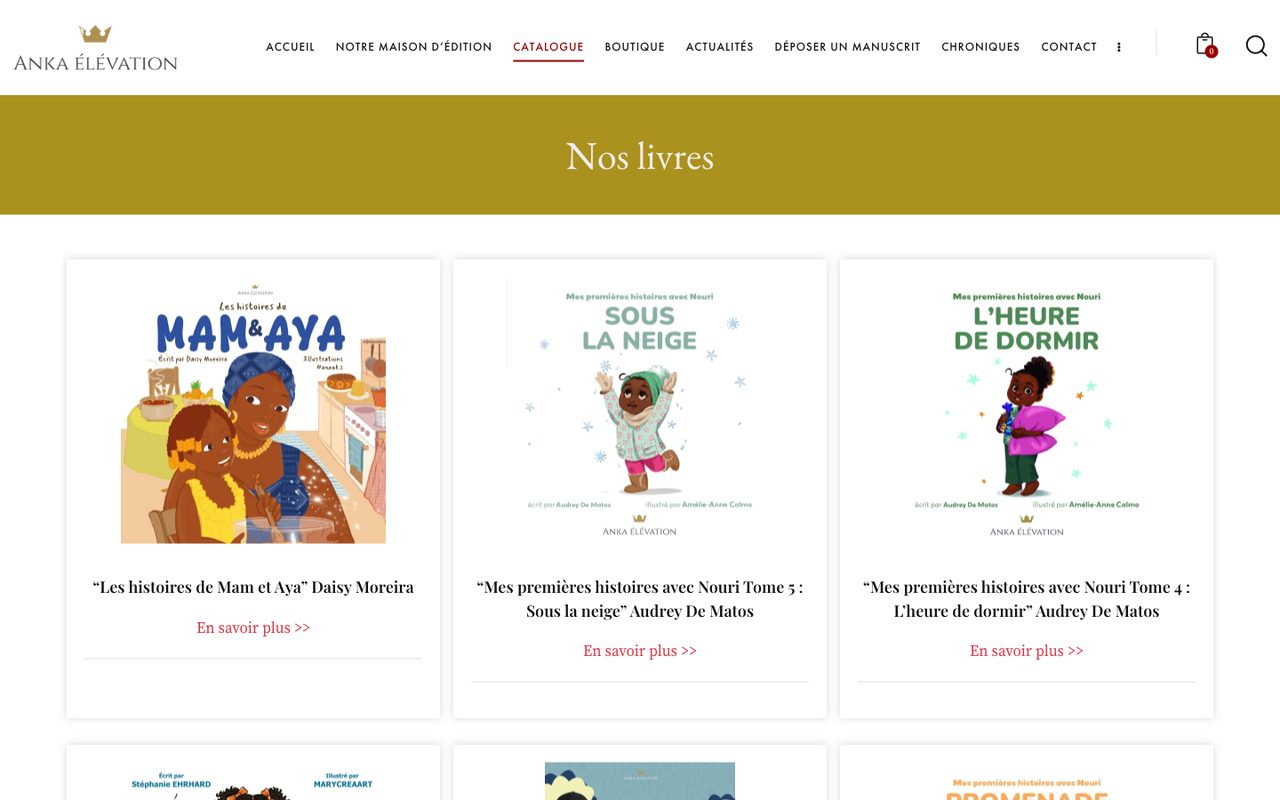 Anka Élévation : Catalogue, ancien site, version ordinateur