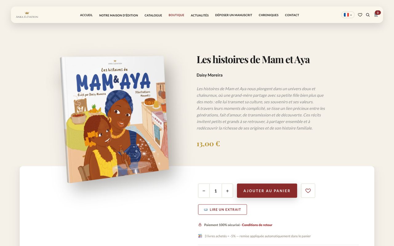 Anka Élévation : Fiche livre, version ordinateur