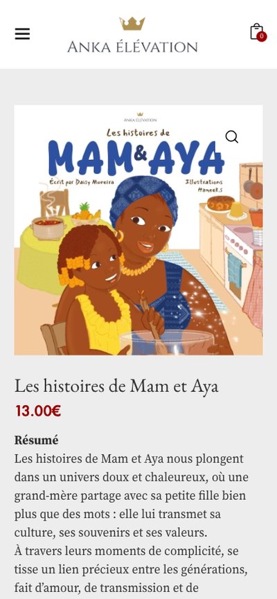 Anka Élévation : Fiche livre, ancien site, version mobile