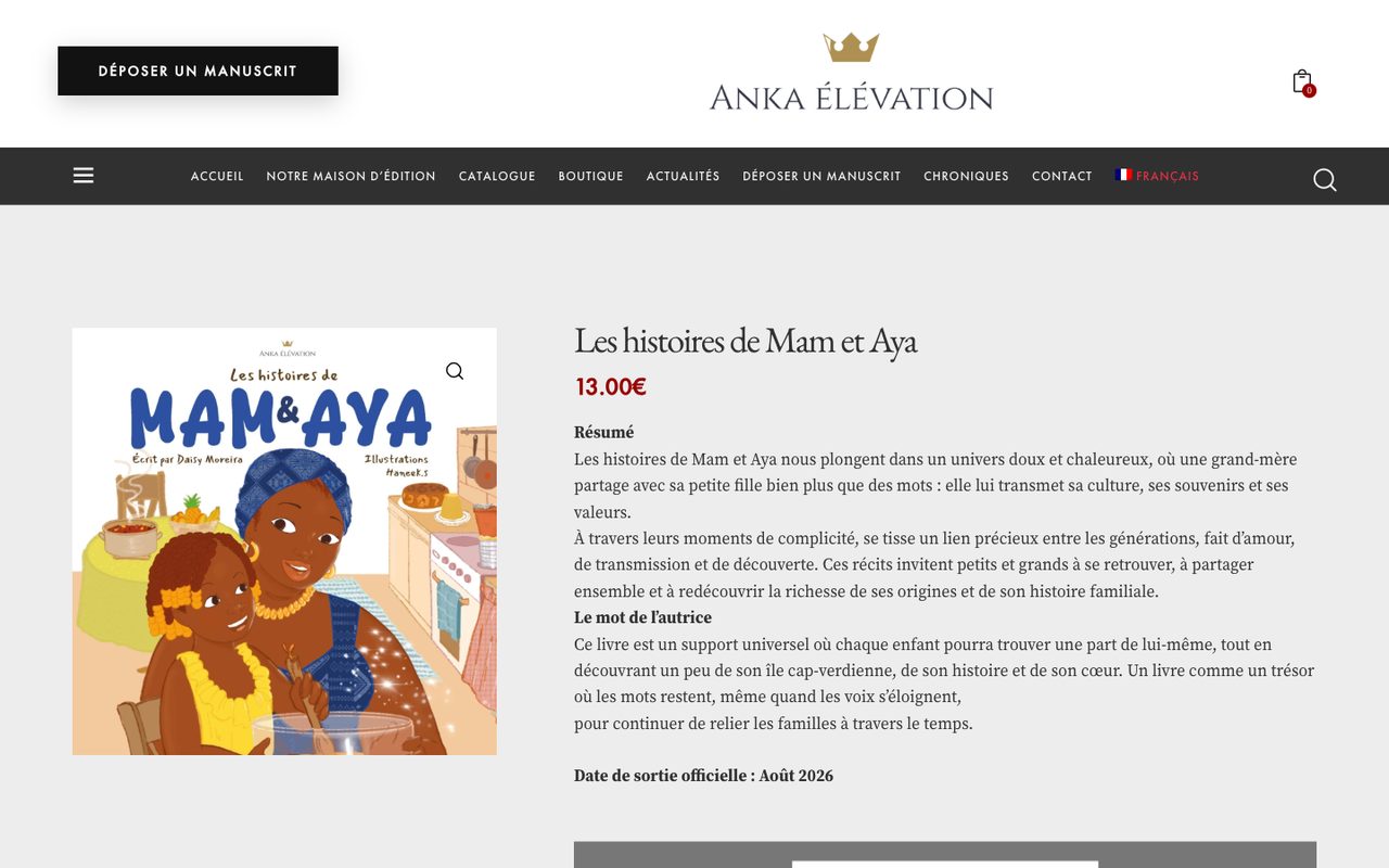 Anka Élévation : Fiche livre, ancien site, version ordinateur