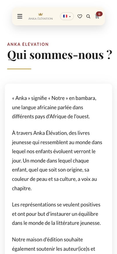 Anka Élévation : Qui sommes-nous, version mobile