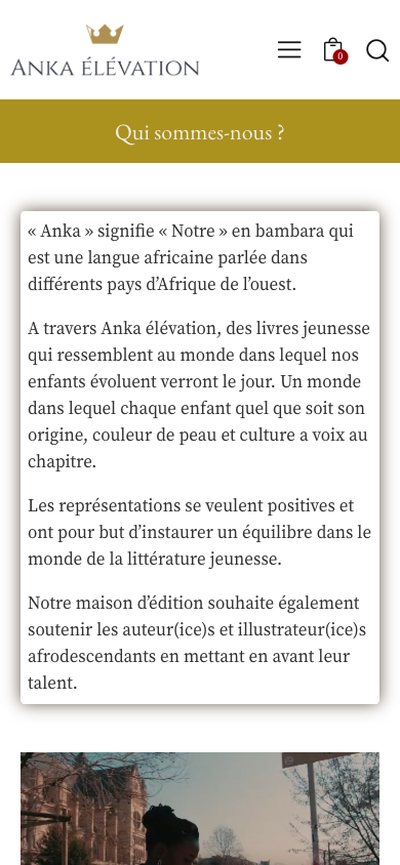 Anka Élévation : Qui sommes-nous, ancien site, version mobile