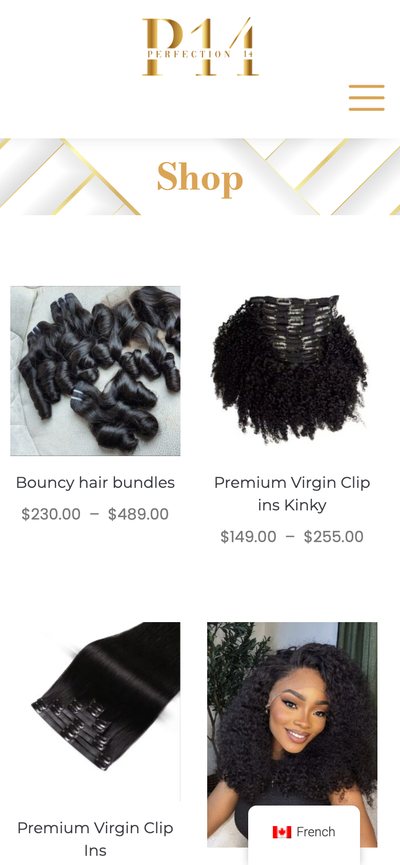 Perfection 14 : Boutique, ancien site, version mobile